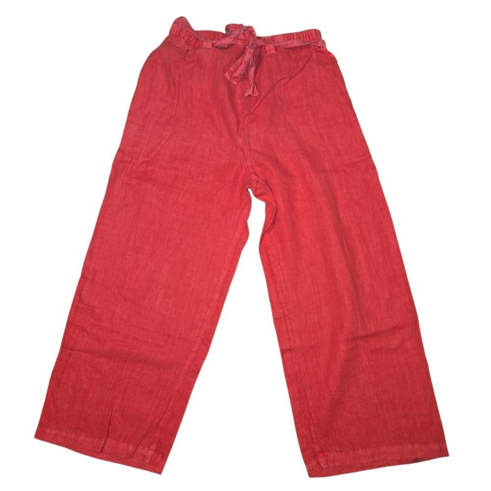 Fresh Produce Nwt Vintage Linen Red Cropped Capri Pants Size Large A137